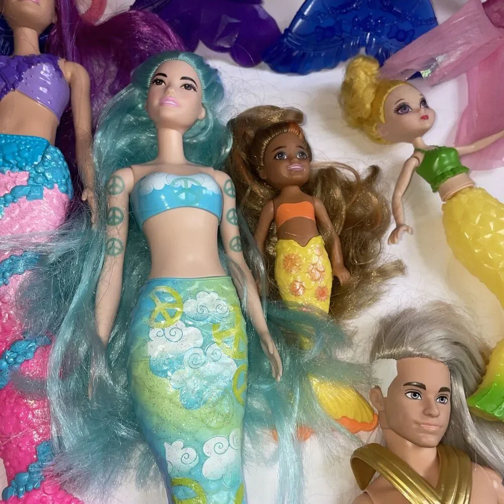Lot Of 16 Barbie Mermaid Dolls, Dolphin, baby mermaid, boy mermaid, man mermaid